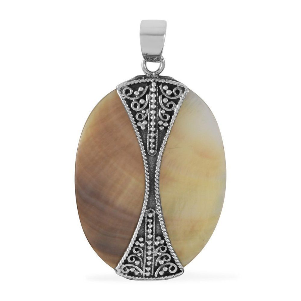 Bali Legacy Grey Shell Pendant in Sterling Silver